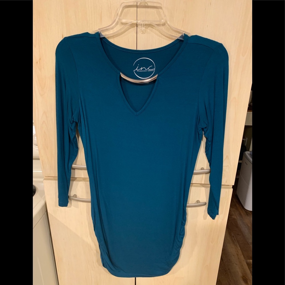 INC dark teal size small long sleeve top